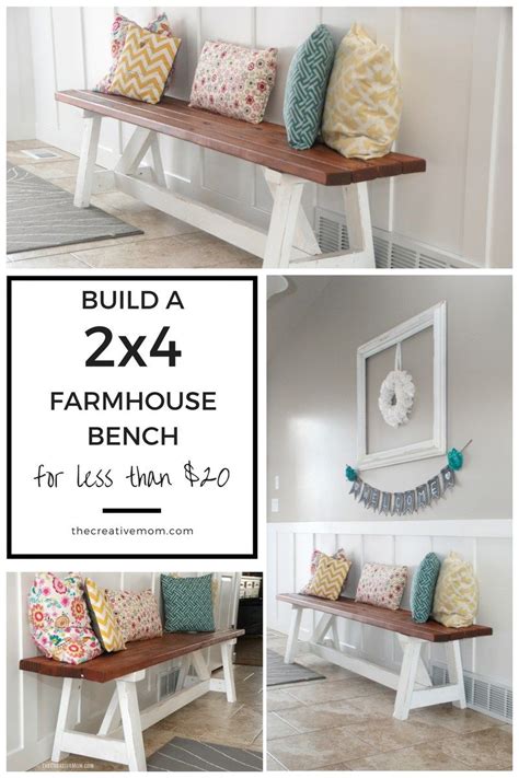 2x4 Farmhouse Bench Build It For Less Than 20 The Creative Mom