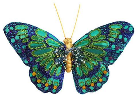 Teal And Purple Glitter Artificial Butterfly Birds And Butterflies