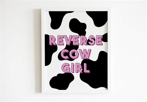 reverse cow girl print cow print wall art funny print bedroom etsy