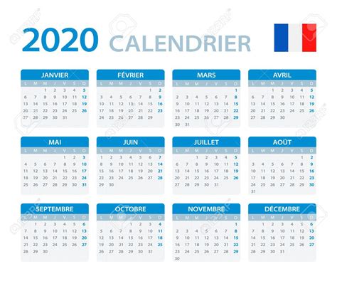 Calendar 2020 In French Calendar Printables Free Templates