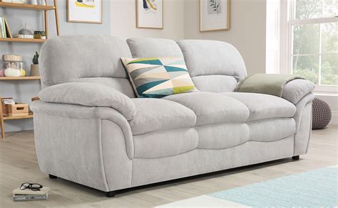 Rochester Dove Grey Plush Fabric 3 Seater Sofa Furniture Choice