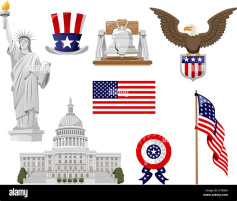 American Culture Vector Illustration Icons Such As Top Hat Bell
