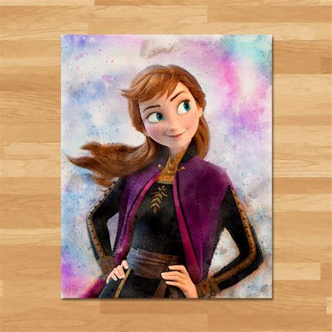 Frozen 2 Anna Watercolor Painting Printable Instant Download Etsy
