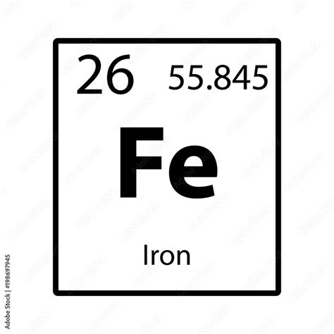 Iron Periodic Table Element Icon On White Background Vector Stock