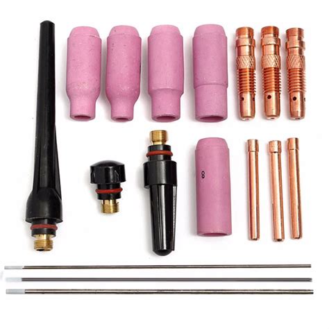 17Pcs WP17 18 26 TIG Welding Torch Cup Collet Body Nozzle Tungsten Gas