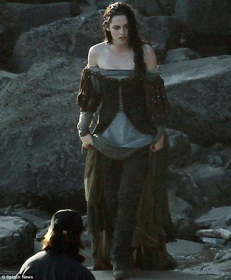 Kristen Stewart Flashes Some Snow White Flesh As She Films Soaking Wet Beach Scenes For New