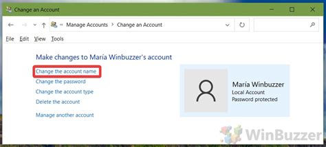 How To Change A Username Account Name In Windows 10 Winbuzzer
