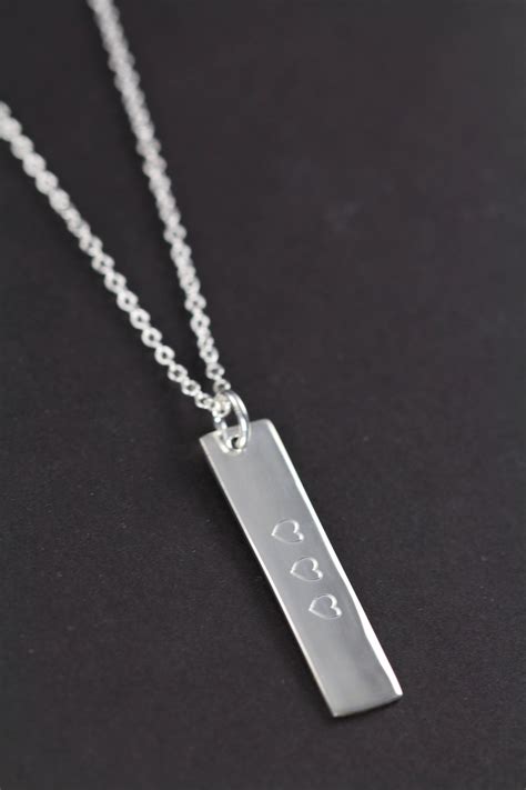 bar necklace personalized 925 sterling silver jewelry engraved etsy