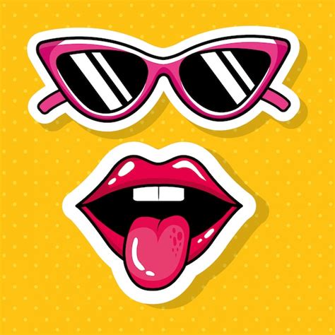 Premium Vector Sexy Mouth With Tongue Out And Sunglasses Pop Art Style