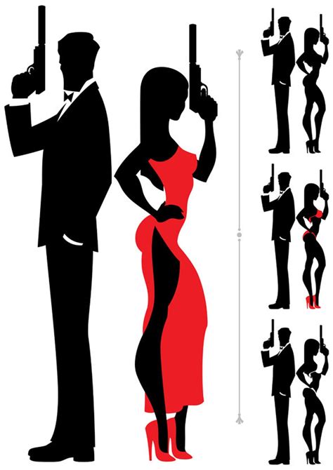 Spy Couple Vector Cartoon Illustratie Geheim Agent Paar Etsy België