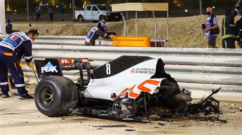 Bahrain Gp Crash Romain Grosjean Crash Horrific Scenes At Bahrain