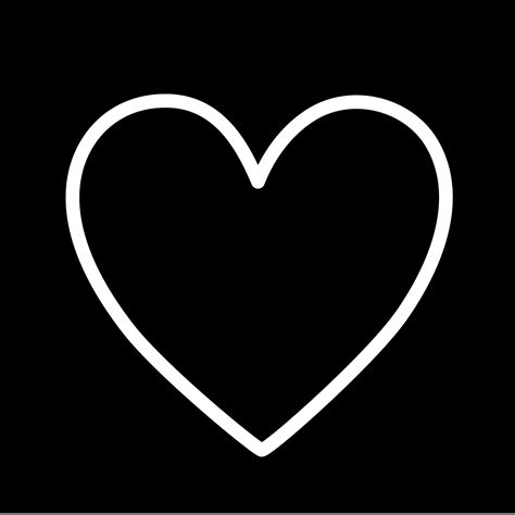 Black And White Heart Outline Svg Instant Digital Download Simple Black