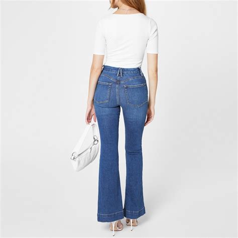 Good American Good Leg Flare Deep V Back Jean Women Flared Jeans Flannels
