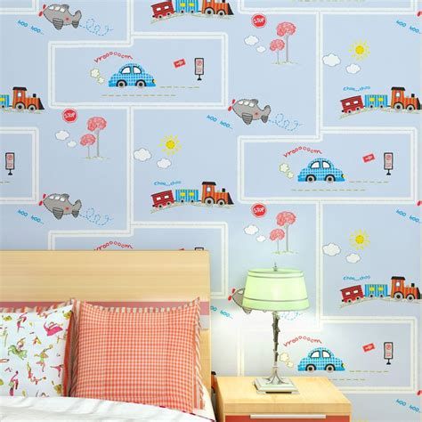 Environmental Protection Non Woven Childrens Room Wallpaper Cartoon