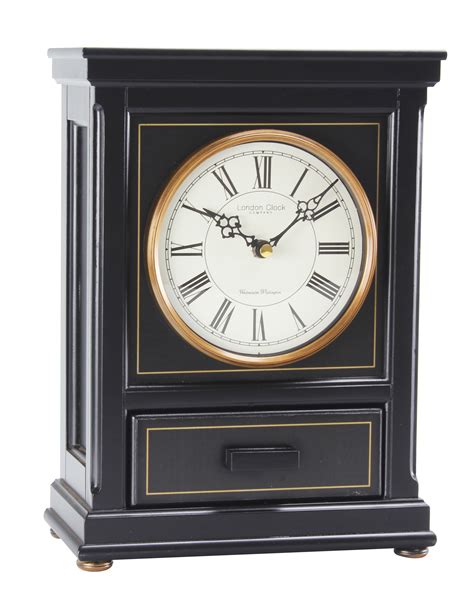 London Clock Company Black Mantel Clock With Hidden Drawer Ebay