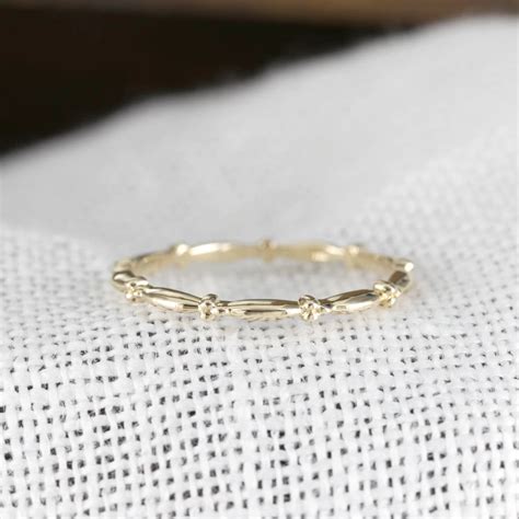 14k Gold Thin Band Dainty Wedding Ring Delicate Stackable Etsy