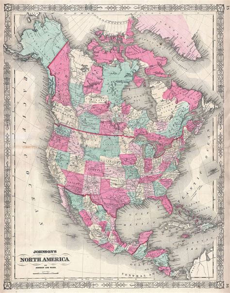 File1864 Johnson Map Of North America Canada United States Mexico