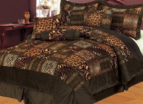 Safari Brown Micro Fur Comforter 7pcs Queen Set Bedding Sets