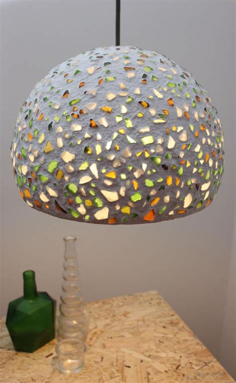Can the ceiling cleavage with this amazing hack!! Paper mache pendant light with sea glass | Diy pendant lamp, Diy lamp shade, Pendant lamp shade