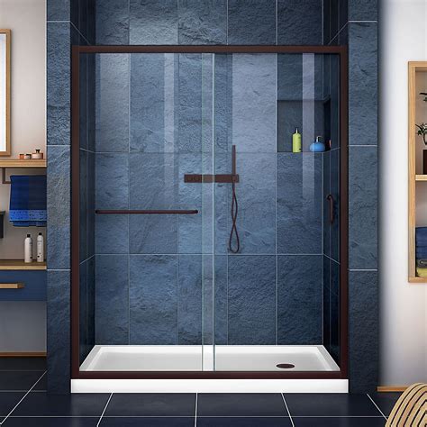 dreamline infinity z 36 inch d x 60 inch w clear shower door in oil rubbed bronze and righ