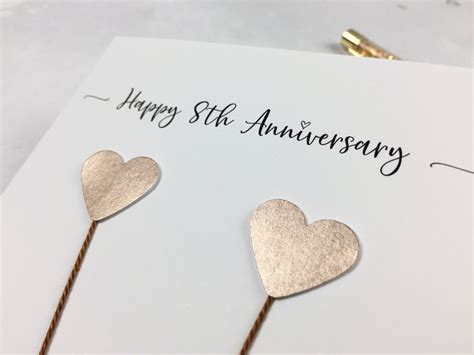 Th Anniversary Card Bronze Wedding Anniversary Etsy Uk