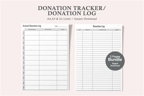 Donation Trackerprintable Donations Logcharity Logcontribution List