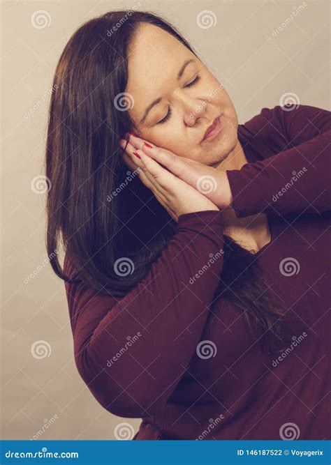 Woman Being Sleepy Gesturing Stock Photo Image Of Woman Sleeping