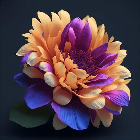 Premium Ai Image A Colorful Flower With Purple And Yellow Petals And