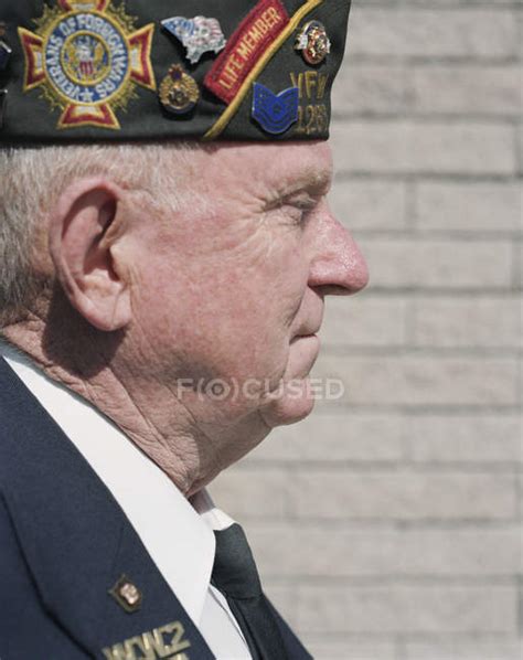 Portrait Of Elderly Korean War Veteran — Hat 1 Person Stock Photo