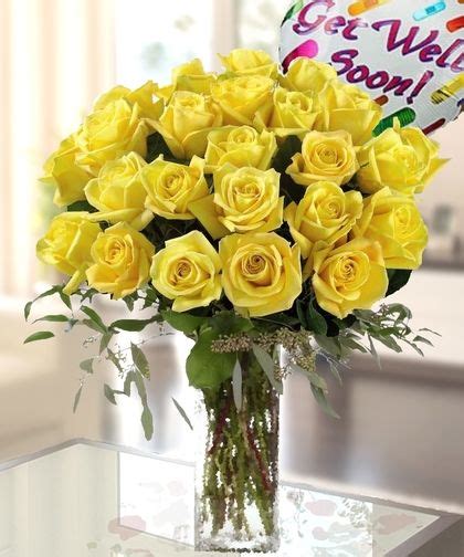 Yellow Roses With Get Well Soon Mylar Balloon Get Well Flowers Get