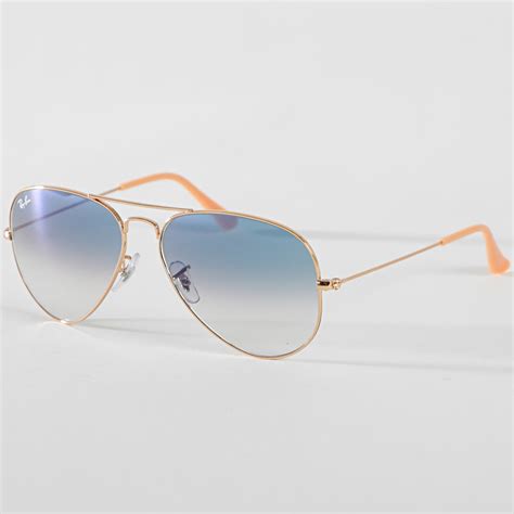 Ray Ban Lunettes De Soleil Aviator Large Métal 3025 Bleu Doré