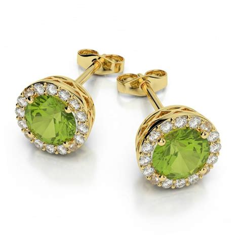 Peridot Diamond Stud Earrings K Yellow Gold By Raven Fine Jewelers