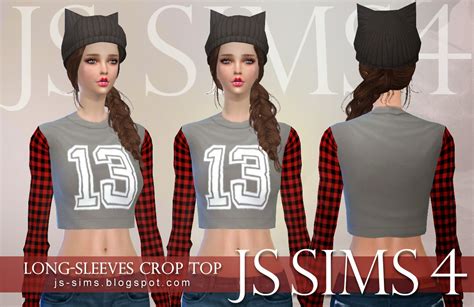 My Sims 4 Blog Long Sleeve Crop Tops For Teen And Adult Females By Js Sims 4