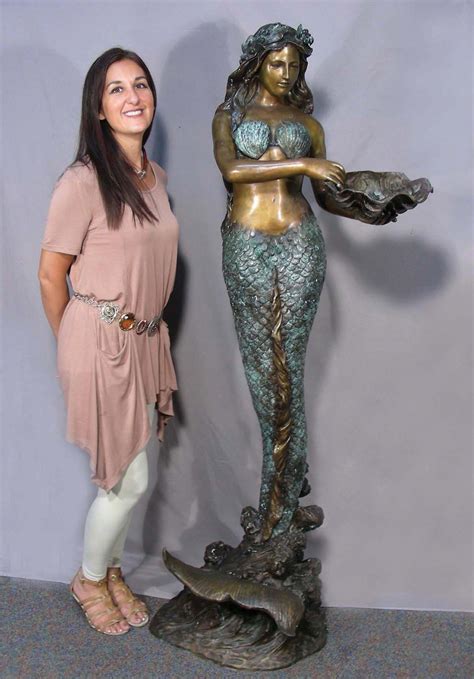 Sold Price Life Size Bronze Sculpturefountain Of Mermaid Holding