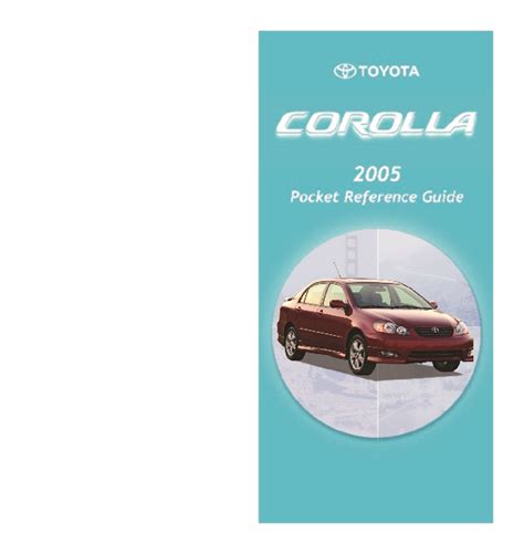 2005 Toyota Corolla Quick Reference Manual
