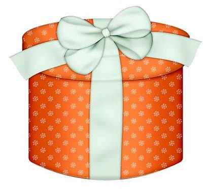 Gift Box Orange Clipart Round Bow Gifts