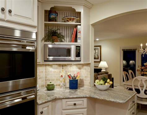 Maximizing Kitchen Space With Corner Cabinet Microwaves Home Cabinets