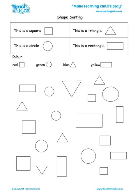 Sorting Shapes Worksheet Printable Word Searches