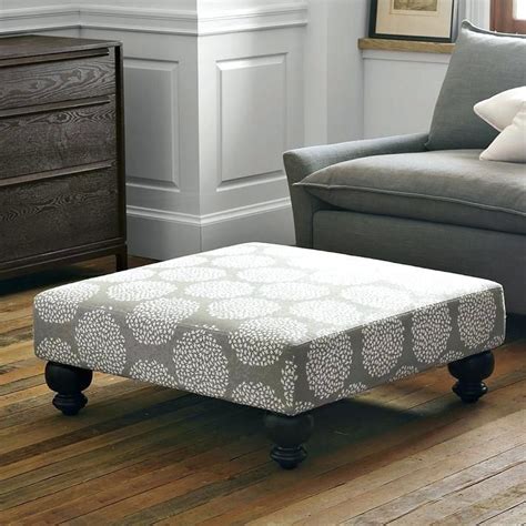 Turned wooden legs on brass casters. fabric ottoman coffee table modern furniture home decor ...