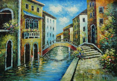 Serene Summer Afternoon In Italian Venice Oil Painting Italy Naturalism