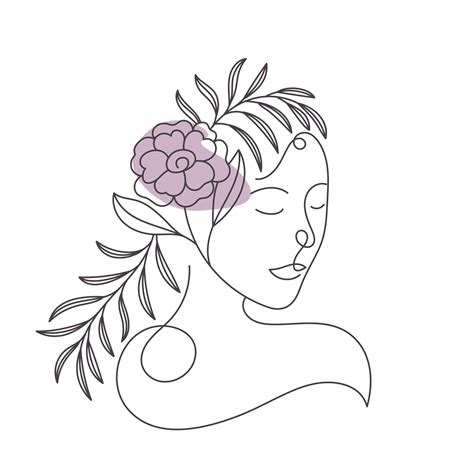 Cuadro Flores Dibujado De Rostro De Mujer Con Flores Tenvinilo