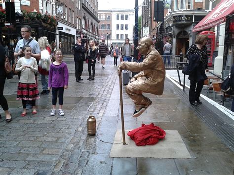 Levitating Street Performer Human Statue London Streets United