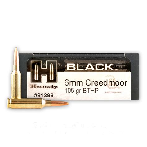6mm Creedmoor 105 Grain Bthp Hornady Black 20 Rounds Ammo