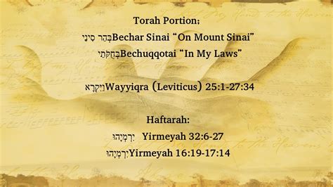 Torah Portion Behar Sinai Behuqqotai 230513 Youtube