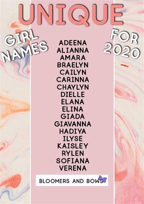 Unique Baby Girl Names For 2020 Bloomers And Bows Baby Names Baby
