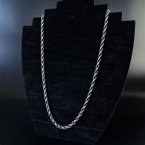 Vintage 925 Sterling Silver Thick Rope Style Twisted Necklace Chain