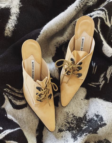 Bomb Product Of The Day Manolo Blahnik Suede Lace Up Mules