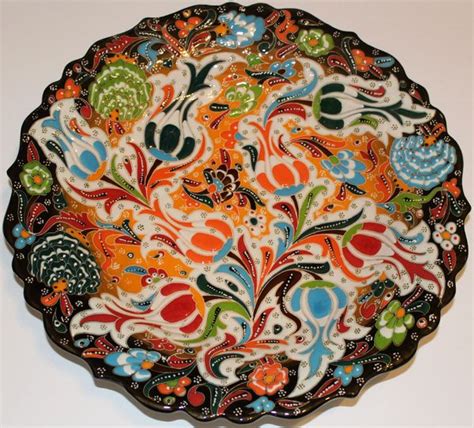 Raised Turkish 12 Handmade Iznik Floral Pattern Ceramic Plate