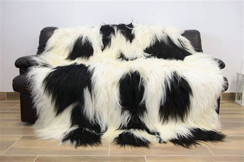 Real Sheepskin Icelandic Blanket Throw Fur Sofa Throw Scandinavian
