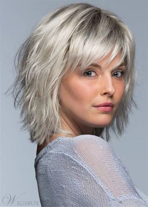 Short Layered Hairstyle Women S Blonde Natural Straight Synthetic Hair Capless Wigs With Ba